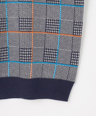 23区GOLF 【MEN】チェックジャガード　クルーネック  ニット ネイビー系3