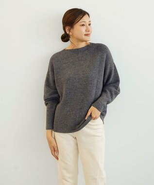 TOQUE 〈大草直子さんアドバイザー〉ベビーアルパカ ミドルゲージ モックネックニット チャコールグレー