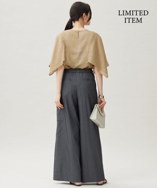 自由区 【WEB限定・接触冷感・洗える】シアーラミーローンイレギュラーヘムスリーブ ブラウス ベージュ