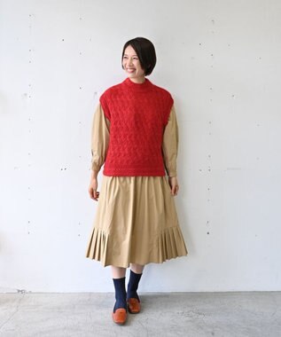 muuc 〈高品質シルク＆アンゴラモヘア〉模様編み ボトルネックベスト レッド