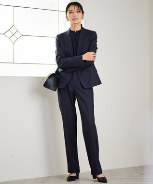 23区 L 【セットアップ対応/新色追加】ラフィーネウール フルレングスパンツ ネイビーストライプ