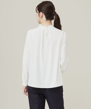 ANY SIS 【洗える】フリルネックスタンド ブラウス オフ