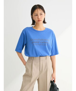 Green Parks ５分袖フロッキーロゴプリントＴＥＥ Blue