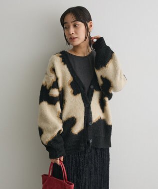 CRAFT STANDARD BOUTIQUE アニマルジャカードニットカーディガン Light Beige
