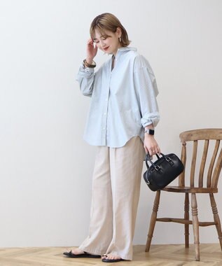 AMERICAN HOLIC イージーケアブロードシャツ Stripe Sax