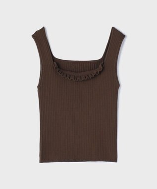 GRACE CONTINENTAL リブフリルニットトップ ブラウン