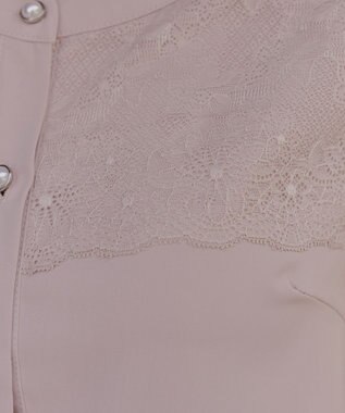 Tiaclasse L 【洗える】フレンチスリーブレースブラウス グレージュ