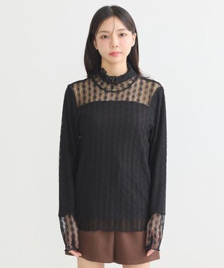 earth music&ecology あったかレースプルオーバー Black