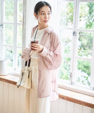 WEGO 【シワになりにくい/手洗い可】シアーBIGシャツ ライトピンク