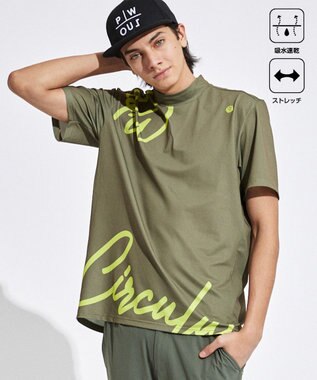 PW CIRCULUS 【吸水速乾 / 伸縮性抜群】【MEN】筆記体ロゴ COOLベンチレーションモック T カーキ系