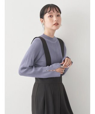 earth music&ecology 袖パールハイネックリブプルオーバー Blue