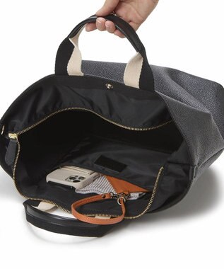 TOPKAPI 【Breath TOPKAPI】SCOTCH GRAIN スコッチグレイン プレーン 2トーンテープ ハンドル トートバッグ L ブラック