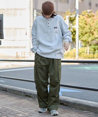 WEGO 【ユニセックス着用ITEM/MLサイズ展開/裏起毛】ショートドロストヘンリーネックプルオーバー アッシュグレー