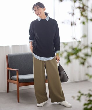 ANY L 【2WAYストレッチ/ウエストゴム/裏起毛】シークレットウォームベイカーパンツ モカ