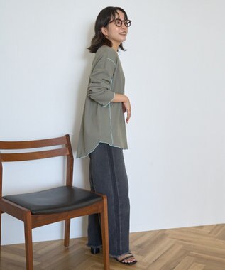 AMERICAN HOLIC ワッフル配色メロープルオーバー Khaki