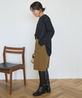 AMERICAN HOLIC ワッフル配色メロープルオーバー Black