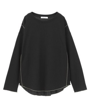 AMERICAN HOLIC ワッフル配色メロープルオーバー Black