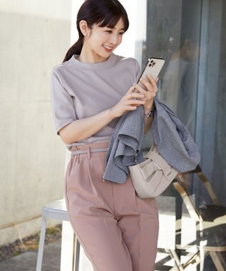 Tiaclasse L 【小倉優子さん着用・洗える】ピンタックノーカラージャケット グレー