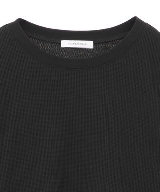 AMERICAN HOLIC ワッフル配色メロープルオーバー Black