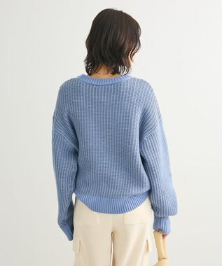 Green Parks ・ＥＬＥＮＣＡＲＥ　ＤＵＥ　タック編バイカラーニット Blue