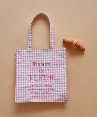 Maison de FLEUR ブランドロゴ刺繍ギンガムスクエアトート