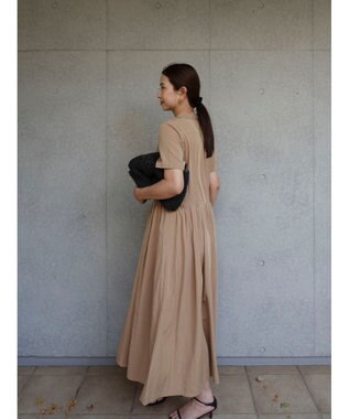 Green Parks ローウエスト切替開襟シャツワンピース Beige