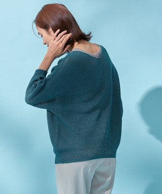 ANY 【洗濯機可能】ドライタッチニットプルオーバー グリーン