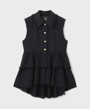 GRACE CONTINENTAL ツイードフリンジジレ ブラック