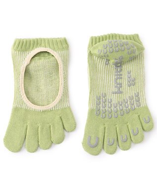 Chacott 140203 ラメストライプカバー　５本指ソックス ライムグリーン