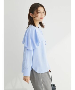 Green Parks ケープ風ブラウス Sax