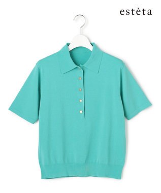 23区 【エステータ】シルキーポロ ニット ターコイズブルー系