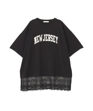 AMERICAN HOLIC カレッジロゴレースドッキングＴシャツ Black