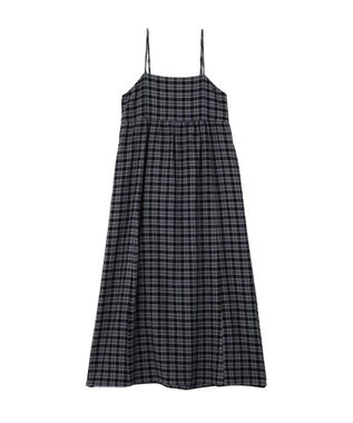 earth music&ecology シャーリングラメチェックキャミワンピース Black