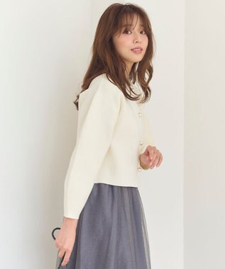 Feroux 【洗える】パールニットジャケット アイボリー系
