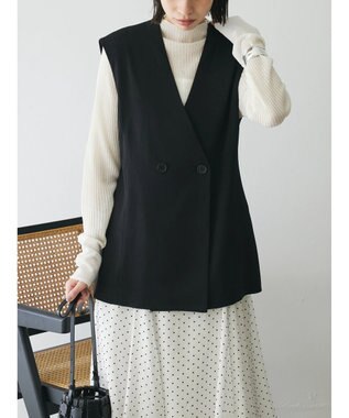 Green Parks AnriettMusee ネック切替デザインベスト Black