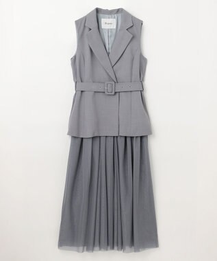 GRACE CONTINENTAL テーラーチュールワンピース グレー