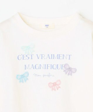 ANY KIDS 【綿100%】ロゴプリント 長袖Tシャツ オフホワイト