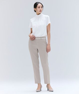 BEIGE， 【洗える】CINDY / クロップドパンツ Taupe × White