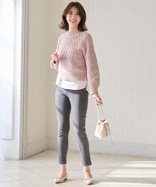 ANY SIS 【洗える】ミックスカラー ニット ピンク