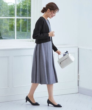 Tiaclasse L 【新色追加・洗える】ストレートショートニットボレロ ブラック