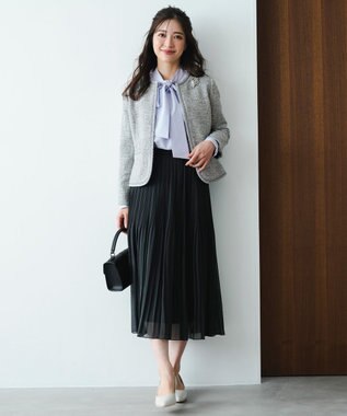 ANY SIS L ライトストレッチ ツイード ジャケット グレーシャンブレー