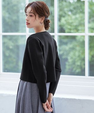 Tiaclasse L 【新色追加・洗える】ストレートショートニットボレロ ブラック