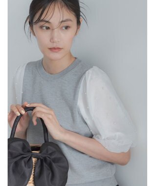 Te chichi パールスリーブニット グレー