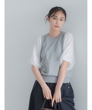 Te chichi パールスリーブニット グレー