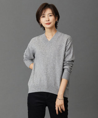 J.PRESS LADIES L 【洗える・WEB限定カラーあり】CASHMERE BLEND Vネック ニット ライトグレー系
