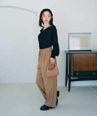 earth music&ecology リラックスワイドパンツ Camel