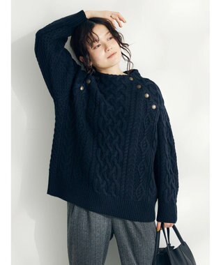CRAFT STANDARD BOUTIQUE ラグランケーブルニットプルオーバー　 Navy