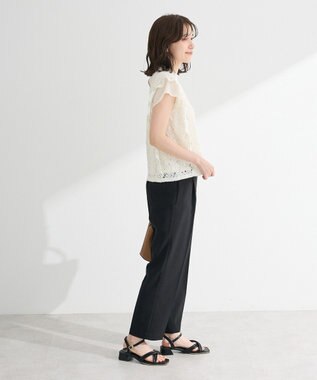 Green Parks きれいシルエット麻調パンツ（テーパード） Light Beige