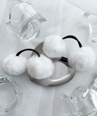 WEGO L2Pダブルポンポンヘアゴム ホワイト