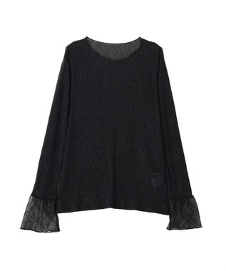 YECCA VECCA 袖レースシアートップス Black